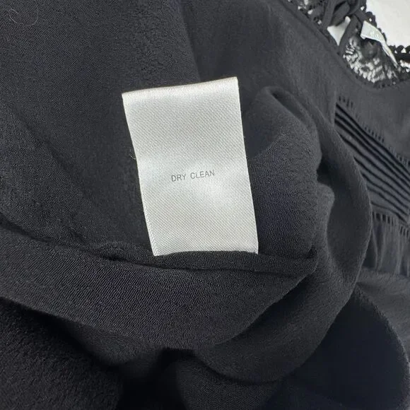 Daniel Rainn Blouse Sz M Black Rayon Ladder Stitch Lace Crochet Cap Sleeves - Picture 9 of 9